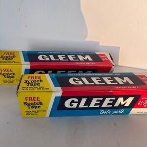 Vintage Gleem Toothpaste Extra Large Size Special Offer Free Scotch Tape Box Lot